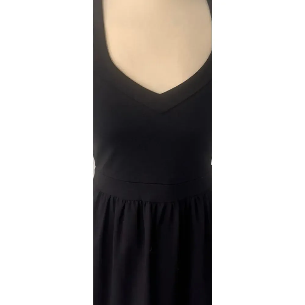 Cynthia Rowley Black Sleeveless V-Neck Fit-and-Flare Dress